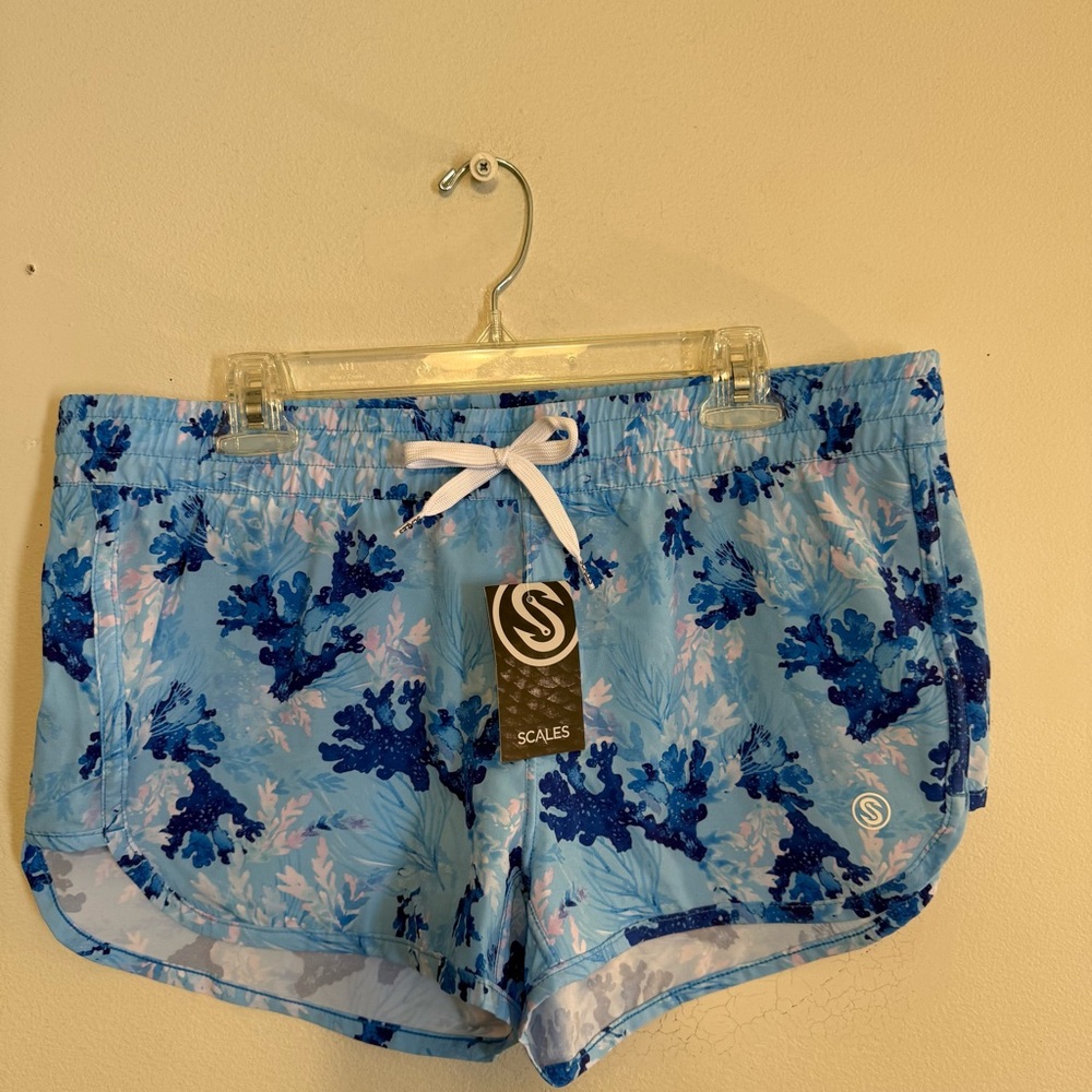 Scales Boardshorts Womens Size  XL Extra Large Shorts Coral Tropics Blue - Picture 2 of 9